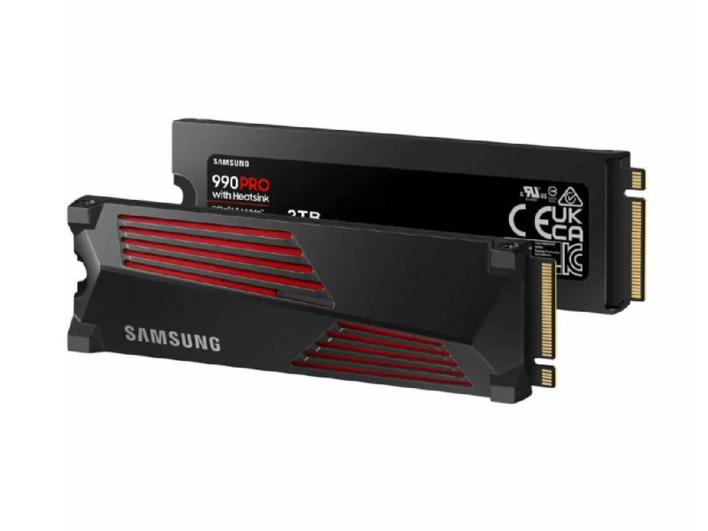 .M.2 NVMe SSD 1.0TB Samsung 990 PRO w/ Heatsink [PCIe 4 40 X4 Rw 74506900MB S 600TB 3DTLC Capacitate Stocare 1024 Gb Sistem De Stocare A Datelor M2 2280 INTERFA3FA SSD Nvme Pcie 40 X4 Tip D - миниатюра 2