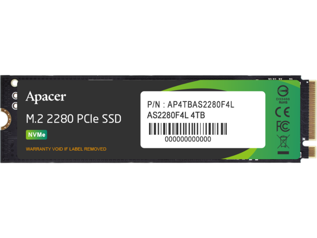 M2 Nvme SSD 10TB Apacer AS2280F4L Pcie 50 X4 RW104008600MB S 1300K1500K Iops 600TB W 3D Nand Tlc Capacitate Stocare 1024 Gb Sistem De Stocare A Datelor M2 2280 Interfata SSD Nvme Pcie 50