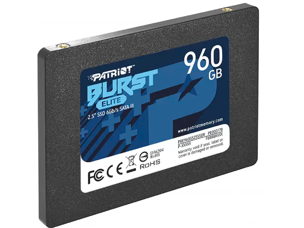 960GB SSD 2.5" Patriot Burst PBE960GS25SSDR, 7mm Read 450MB S Write 320MB S Sata Iii 60 Gbps Solid State Drive Intern Ssdvnutrenij Vysokoskorostnoj Nakopitel SSD - миниатюра 2