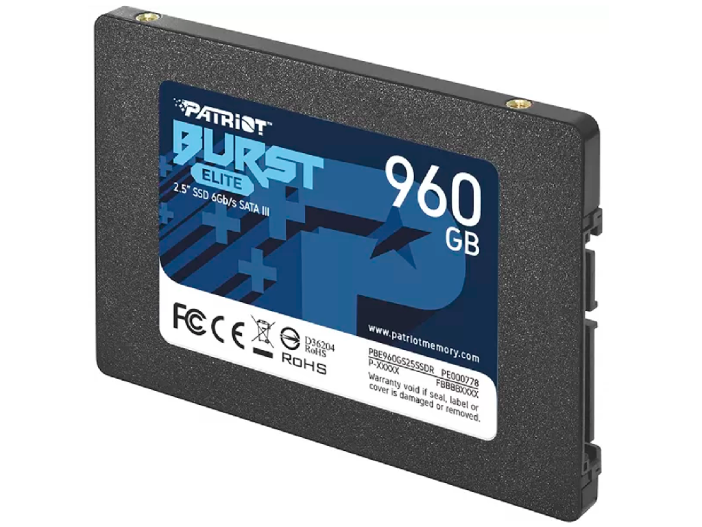 960GB SSD 2.5" Patriot Burst PBE960GS25SSDR, 7mm Read 450MB S Write 320MB S Sata Iii 60 Gbps Solid State Drive Intern Ssdvnutrenij Vysokoskorostnoj Nakopitel SSD - миниатюра 3
