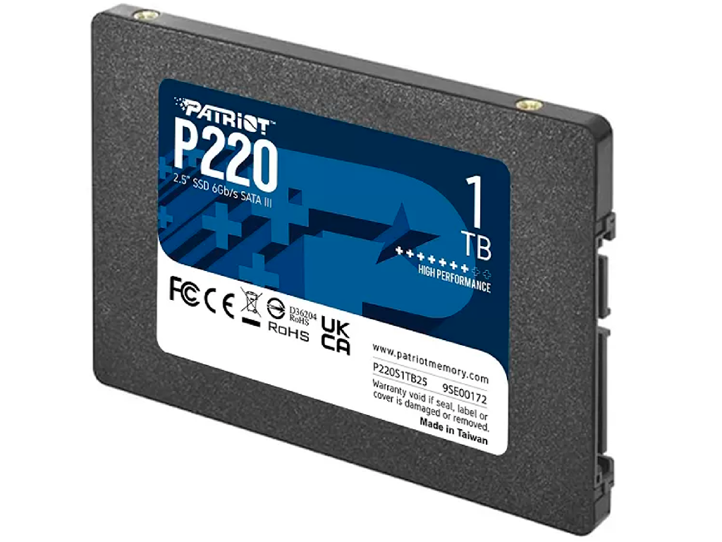 25 SSD 10TB Patriot P220 Sataiii Sequential Read 550MB S Sequential Write 500MB S 4K Random Read 50K Iops 4K Random Write 50K Iops Smart Trim 7MM Tbw 480TB Phison S12 Controller 3D - миниатюра 2