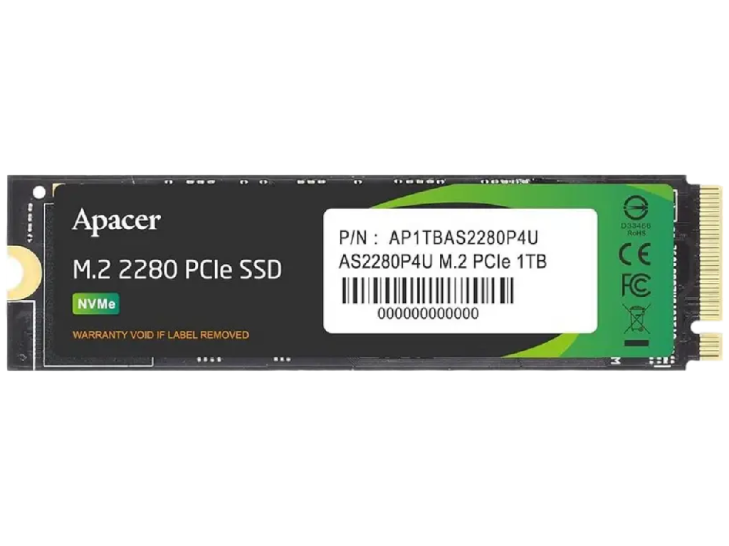 .M.2 NVMe SSD 1.0TB Apacer AS2280P4U [PCIe 3.0 x4, R/W 3500/ -