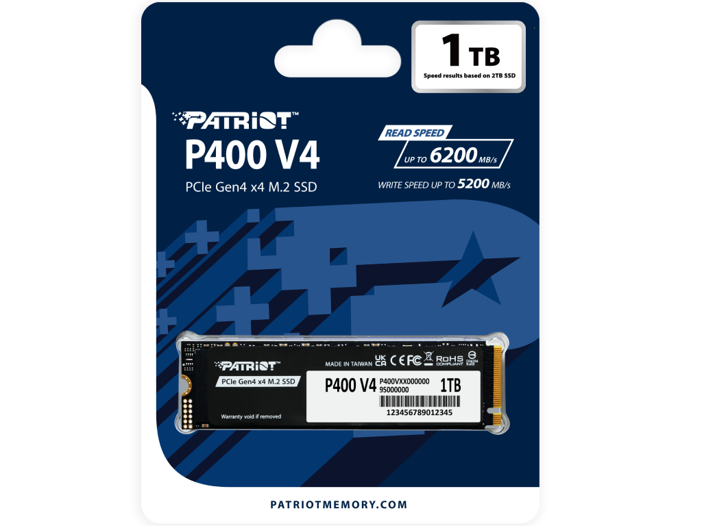 M2 Nvme SSD 10TB Patriot P400 V4 Wgraphene Heatshield Interface PCIE40 X4 Nvme 20 M2 Type 2280 Form Factor Sequential Read 6000 Mbs Sequential Write 5000 Mbs Random Read 620K Iops Ran - миниатюра 3