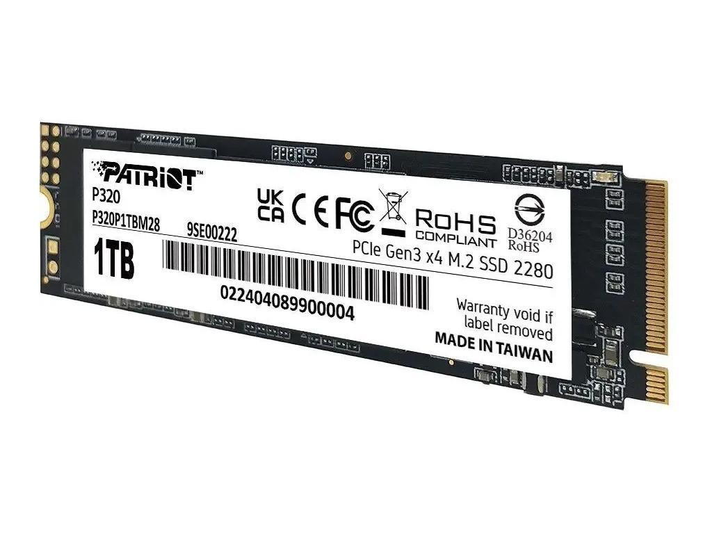 M.2 NVMe SSD 1.0TB Patriot P320, Interface PCIe3.0 x4 Nvme 13 M2 Type 2280 Form Factor Sequential Read 3000 Mbs Sequential Write 2200 Mbs Random Read 290K Iops Random Write 260K Iops Therm - миниатюра 2