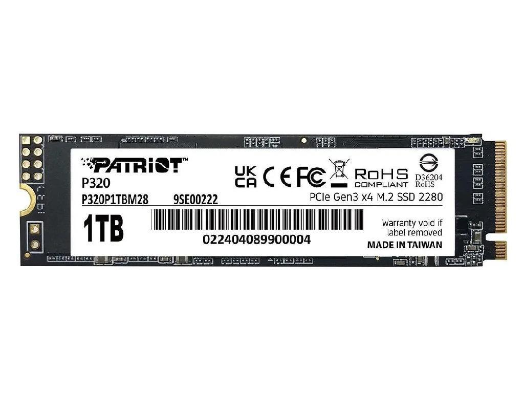 M.2 NVMe SSD 1.0TB Patriot P320, Interface PCIe3.0 x4 Nvme 13 M2 Type 2280 Form Factor Sequential Read 3000 Mbs Sequential Write 2200 Mbs Random Read 290K Iops Random Write 260K Iops Therm