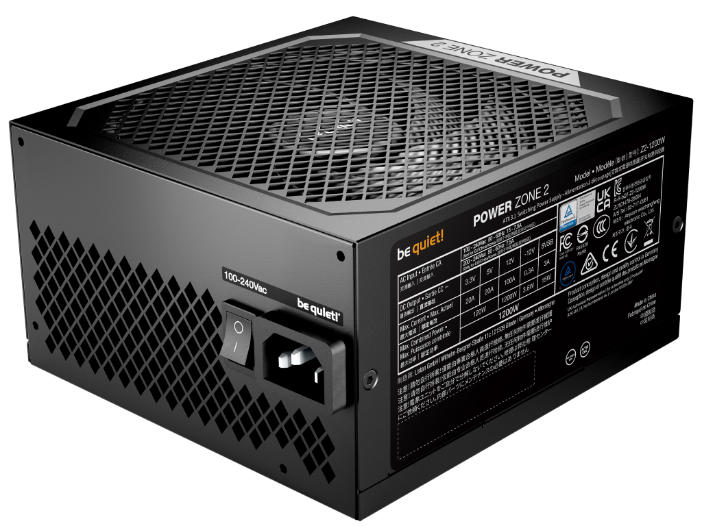 Power Supply ATX 1200W be quiet! POWER ZONE 2, 80+ Plat Platinum 140MMACTIVEPFC Srllcdcdc Atx 31 90 12V2X6 Fanlessmode Full Modular Black - миниатюра 3