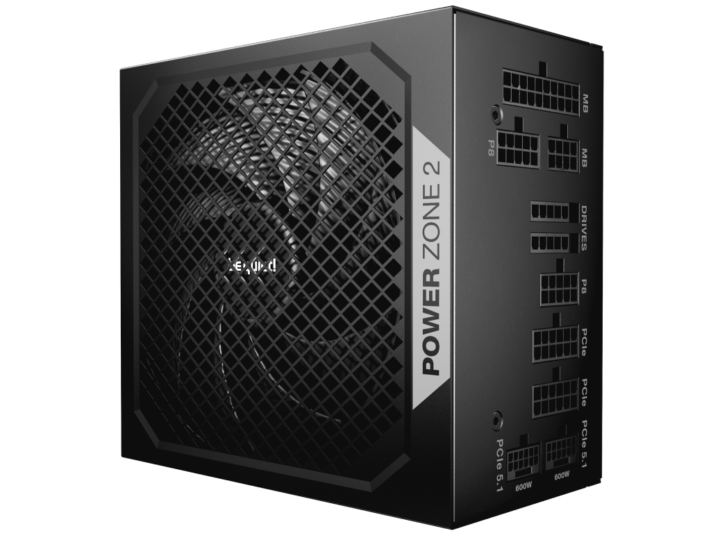 Power Supply ATX 1200W be quiet! POWER ZONE 2, 80+ Plat Platinum 140MMACTIVEPFC Srllcdcdc Atx 31 90 12V2X6 Fanlessmode Full Modular Black