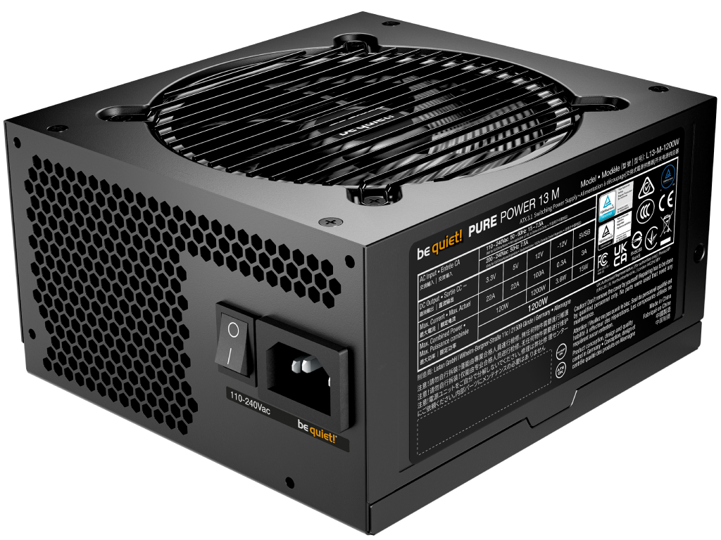 Power Supply ATX 1200W be quiet! PURE POWER 13 M, 80+ G Gold 120MMACTIVEPFC Srllcdcdc Atx 31 Full Modular Black - миниатюра 3