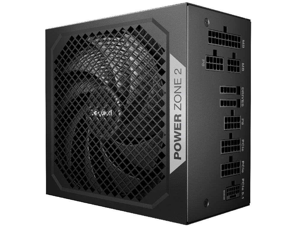 Power Supply ATX 850W be quiet! POWER ZONE 2, 80+ Plati Platinum 140MMACTIVEPFC Srllcdcdc Atx 31 90 12V2X6 Fanlessmode Full Modular Black Model Power Zone 2 850W Continuous Powerw 850