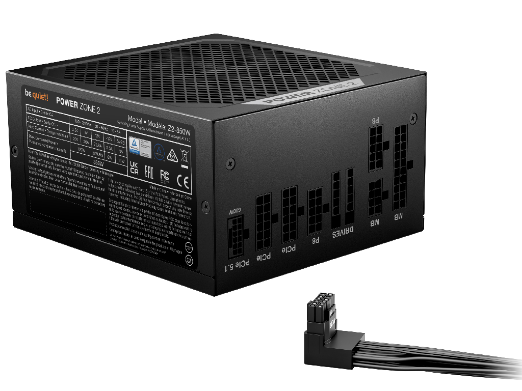 Power Supply ATX 850W be quiet! POWER ZONE 2, 80+ Plati Platinum 140MMACTIVEPFC Srllcdcdc Atx 31 90 12V2X6 Fanlessmode Full Modular Black Model Power Zone 2 850W Continuous Powerw 850 - миниатюра 2