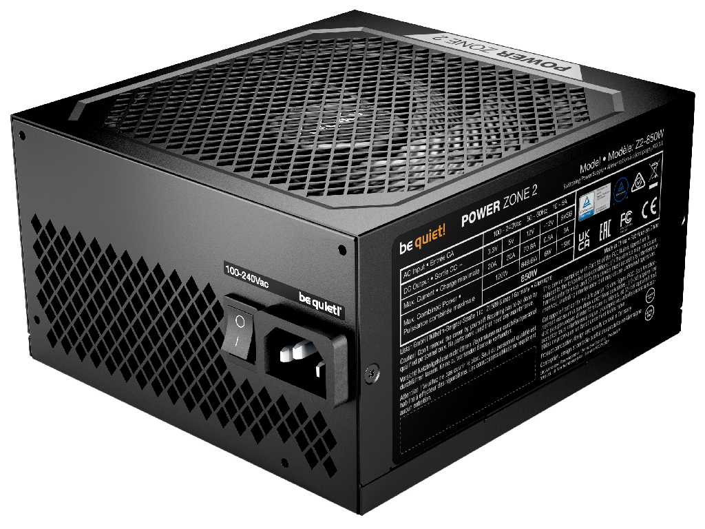 Power Supply ATX 850W be quiet! POWER ZONE 2, 80+ Plati Platinum 140MMACTIVEPFC Srllcdcdc Atx 31 90 12V2X6 Fanlessmode Full Modular Black Model Power Zone 2 850W Continuous Powerw 850 - миниатюра 3