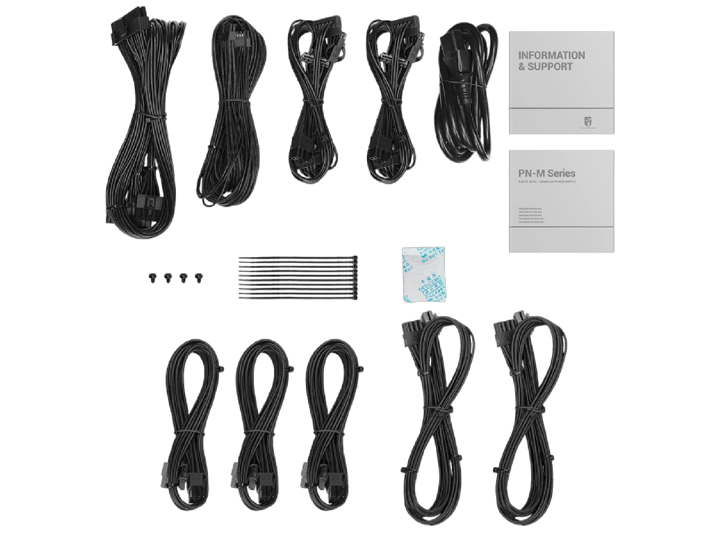 PSU GamerStorm ”PN1000M”, 1000W, ATX12V V3.1/ PCI-E5.1, 80 PLUS® Gold, Full Modular, Active PFC + Half Bridge SRC LLC + DC to DC, 135mm FDB Fan with PWM, +12V (83.3A), 20+4 Pin, 2xCPU(4+4Pin), 3xPCI-E(6+2pin), 8x SATA, 2x IDE, 1x 12V-2x6(16pin), ErP 2014, OPP/OVP/SCP/OTP/OCP/UVP/SIP/NLO, Black - миниатюра 8