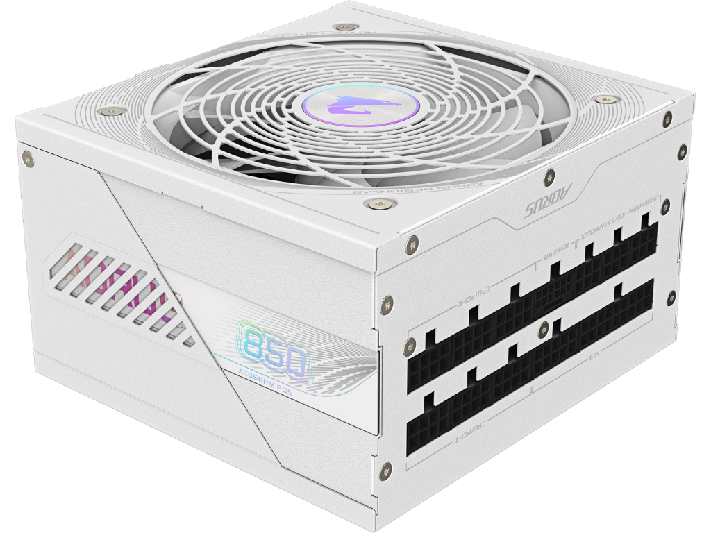 PSU GIGABYTE AORUS ELITE ”GP-AE850PM PG5 ICE”, 850W, ATX12V V3.0, PCI-E 5.0, 80 PLUS® Platinum, Fully Modular, 100% Japan Cap, Active PFC, 120mm Smart FDB Fan with PWM, +12V (70.8A), 20+4 Pin, 2xCPU(4+4Pin), 8x SATA, 6xPCI-E(6+2pin), 4xPeripheral, 1xPCI-E 16pin 600W, White - миниатюра 3