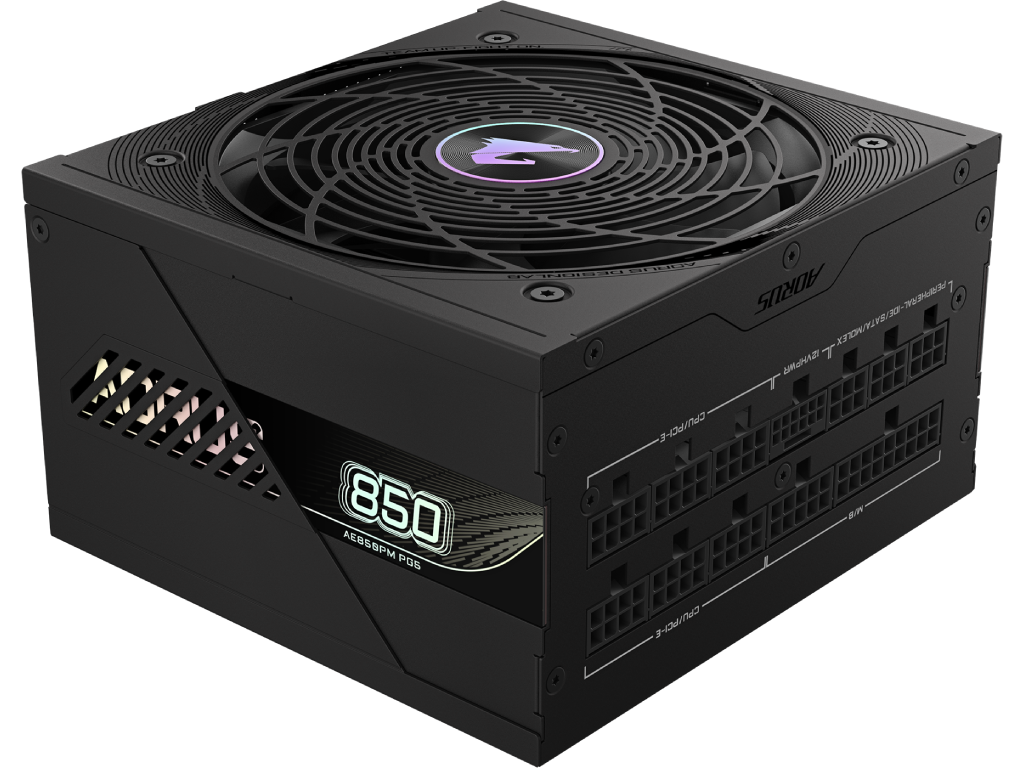PSU GIGABYTE AORUS ELITE ”GP-AE850PM PG5”, 850W, ATX12V V3.0, PCI-E 5.0, 80 PLUS® Platinum, Fully Modular, 100% Japan Cap, Active PFC, 120mm Smart FDB Fan with PWM, +12V (70.8A), 20+4 Pin, 2xCPU(4+4Pin), 8x SATA, 6xPCI-E(6+2pin), 4xPeripheral, PCI-E 16pin 600W, Black - миниатюра 4