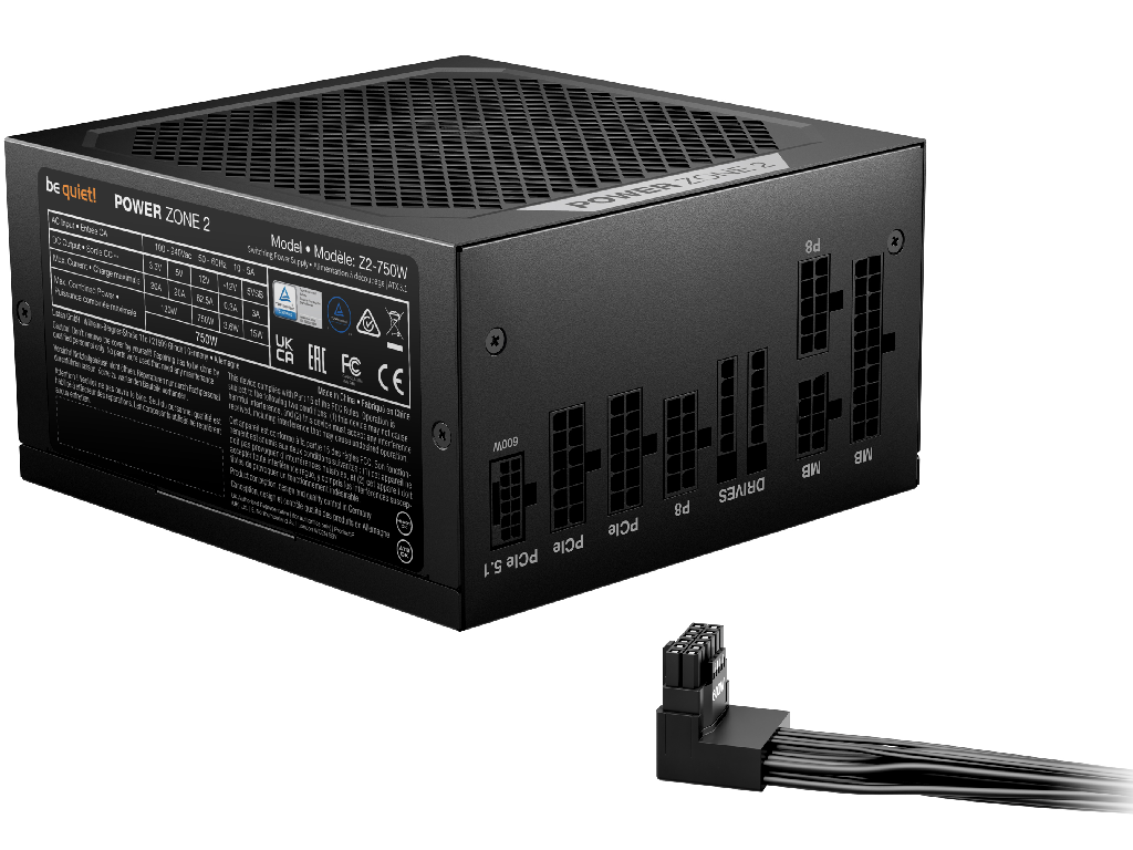 Power Supply ATX 750W be quiet! POWER ZONE 2, 80+ Plati Platinum 140MMACTIVEPFC Srllcdcdc Atx 31 90 12V2X6 Fanlessmode Full Modular Black Model Power Zone 2 750W Continuous Powerw 750 - миниатюра 3