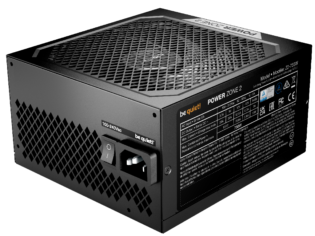 Power Supply ATX 750W be quiet! POWER ZONE 2, 80+ Plati Platinum 140MMACTIVEPFC Srllcdcdc Atx 31 90 12V2X6 Fanlessmode Full Modular Black Model Power Zone 2 750W Continuous Powerw 750 - миниатюра 2