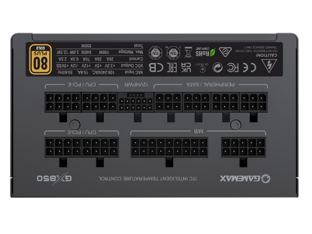 Power Supply ATX 850W GAMEMAX GX-850 PRO, 80+ Gold, ATX3.0, PCIe5.0, LLC+DC/DC, Full Modular, Black. - миниатюра 5