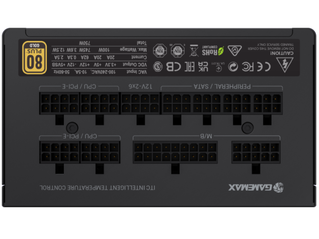Power Supply Atx 750W Gamemax GX750 Pro 80 Gold 135MM Active Pfc Srllcdcdc Atx 31 PCIE51 Full Modular Black 750W 80 Plus Gold ATX31 PCIE51 Power Supply With PCIE51 12V26 Connecto - миниатюра 3