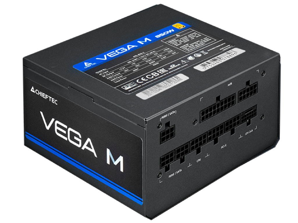 Power Supply ATX 850W Chieftec Vega M PPG-850-C, 80+ Gold, 135mm, Active PFC, Half-Bridge LLC+DC/DC, ATX 3.1, Full modular, Black - миниатюра 5