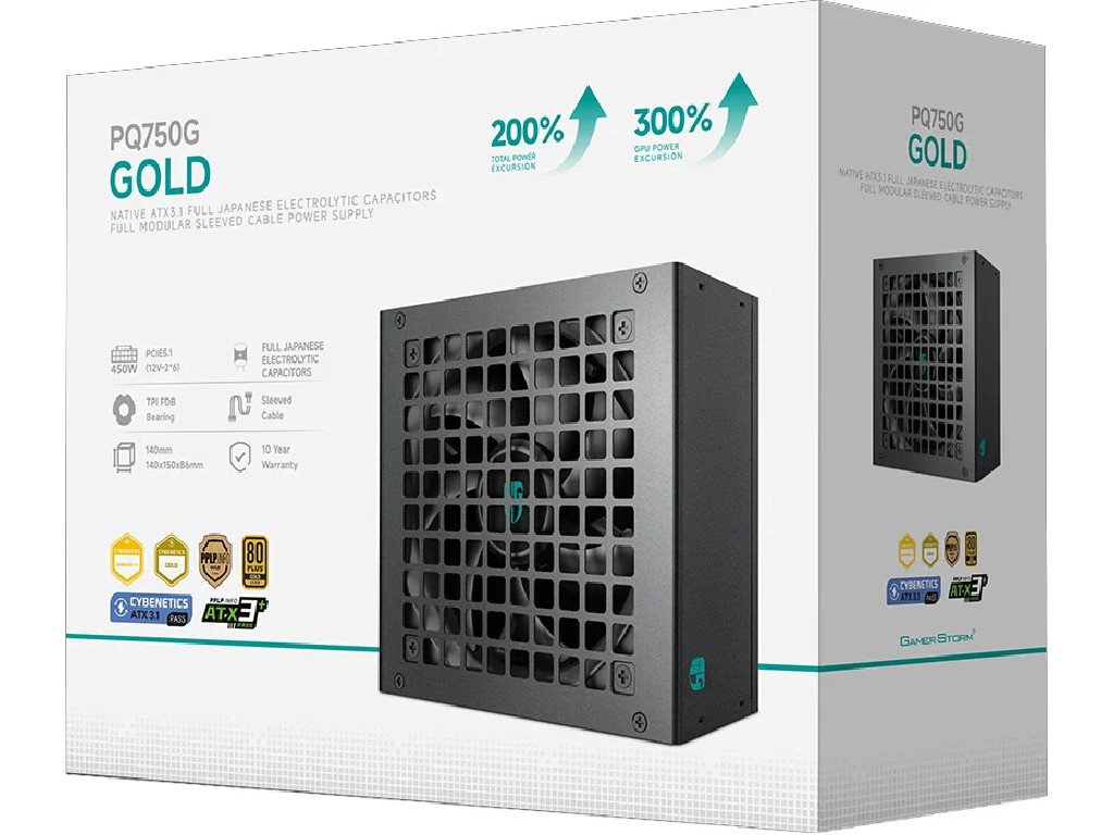 PSU GamerStorm ”PQ750G”, 750W, ATX12V V3.1, 80 PLUS® Go Gold Full Modular Cable System Active Pfc Half Bridge Src Llc Dc To Dc 120MM Fdb Fan Pwm Erp 2013 12V 625A 204 Pin 2XCPU44PIN9X - миниатюра 5
