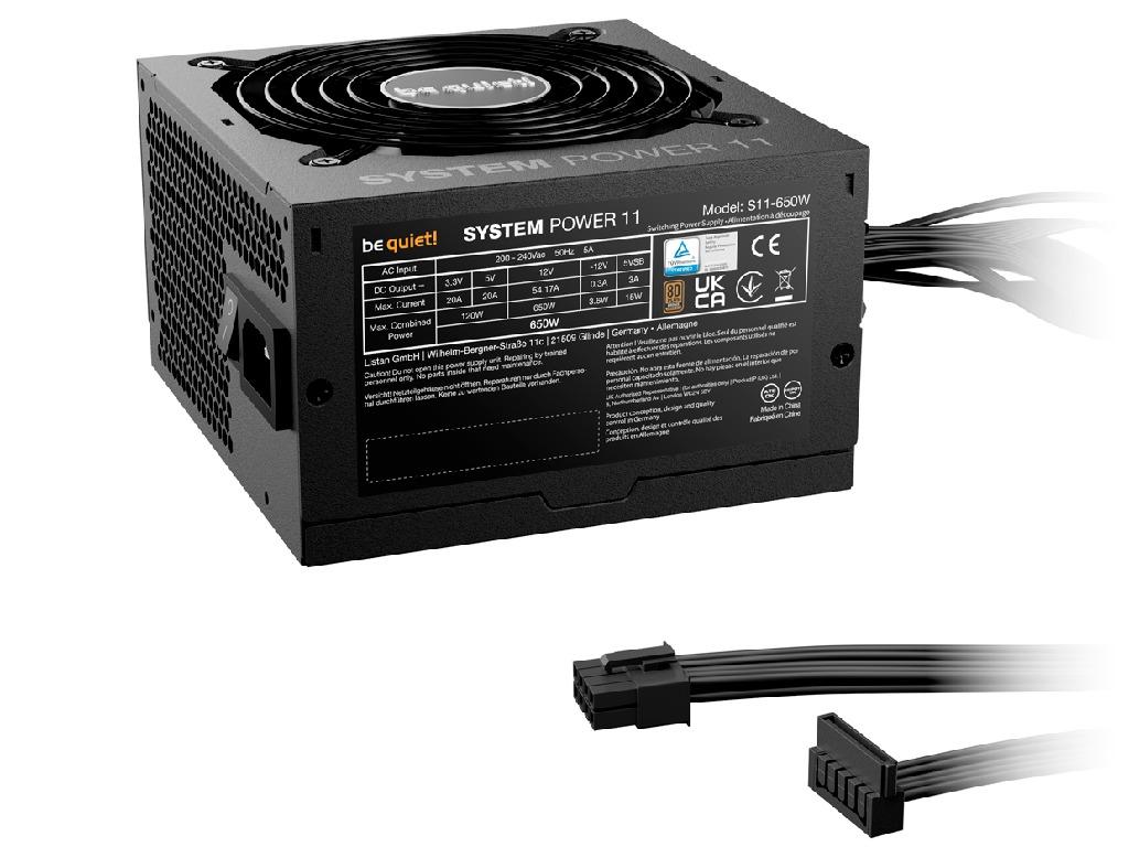 Power Supply ATX 650W be quiet! SYSTEM POWER 11, 80+ Br Bronze 120MM Active Pfc Dcdc Temperature Control Fan Flat Cables Black Versiunea Atx Atx 12V 31 Eps 12V 292 Putere 650 W Corectia Factor - миниатюра 2