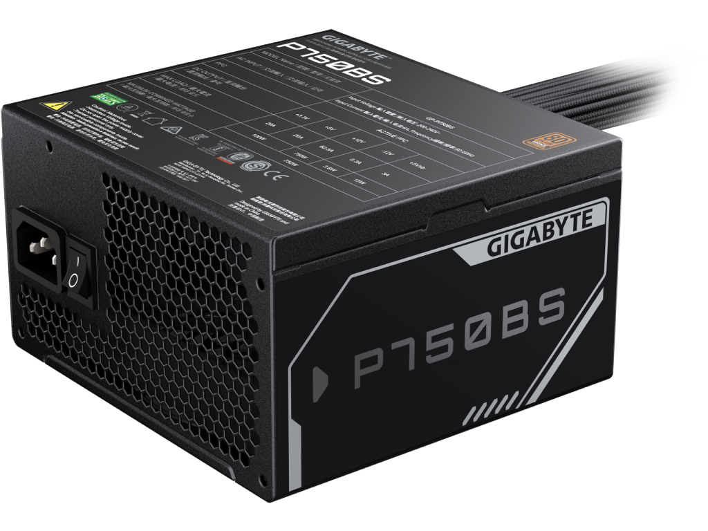 PSU GIGABYTE ”GP-P750BS”, 750W, ATX12V V2.31, 80 PLUS® Bronze, Soft-textured Cables, Active PFC, Main Japan Cap, 120mm HYB Fan with PWM, +12V (62.5A), 20+4 Pin, 2xCPU(4+4Pin), 5x SATA, 4xPCI-E(6+2pin), 1x Peripheral, OVP/OPP/SCP/UVP/OCP/OTP, Black - миниатюра 4