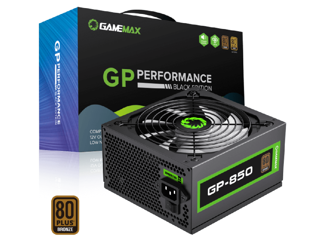 Power Supply Atx 850W Gamemax GP850 80 Bronze Active Pfc 140MM Ultra Silent Fan Dimensions 158MM X 85MM X 150MM W X H X D Input Voltage 100240 Vac Input Current 158A Input Frequency R