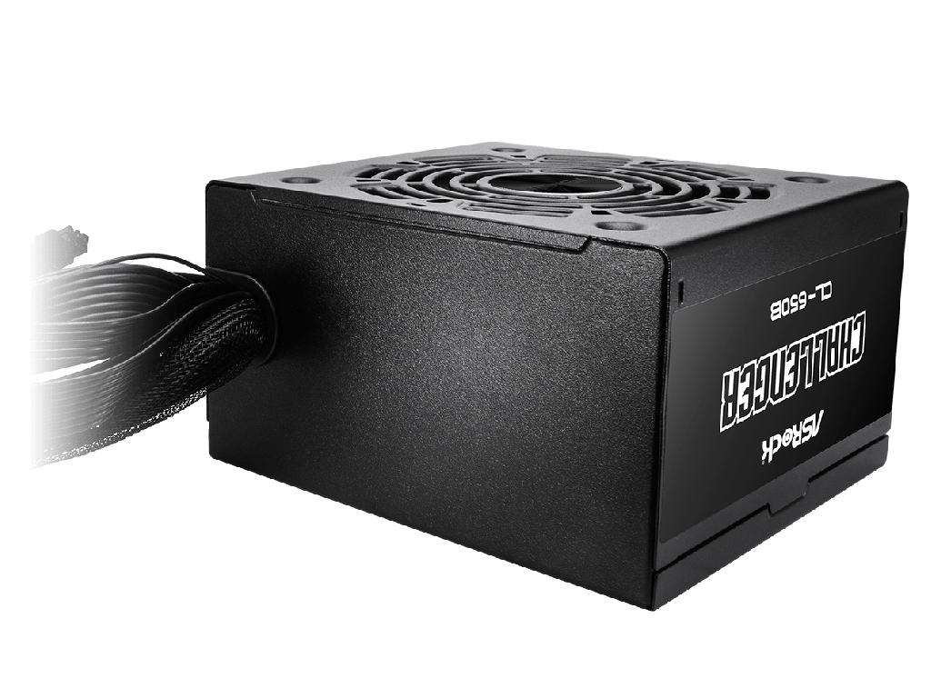 ASRock Challenger "CL-650B", 650W, PCIe5.1 Ready, 80 PLUS® BRONZE, 120mm Golf-blade Fan, Built-in 5V BOOST function, +12V (54.2A), 20+4 Pin, 1xCPU(4+4Pin), 4x SATA, 2xPCI-E(6+2pin), 2x Peripheral, OCP/SCP/OVP/UVP/OTP/OPP, Black - миниатюра 4