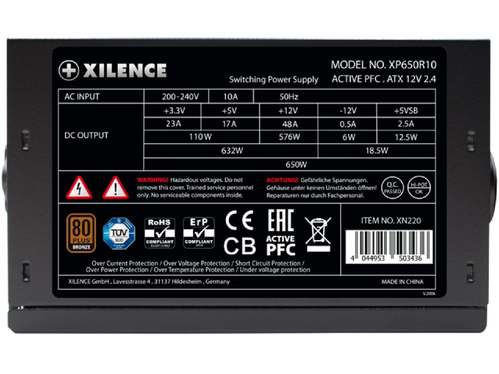 PSU XILENCE Gaming Series XP650R10, 650W, "Perform Performance A Iii Series Version 24 80 Plus Bronze Active Pfc 140MM FAN12V48A 204 Pin 1XEPS44PIN 6X Sata 2X Pcie 62PIN 3X Peripheral E - миниатюра 5