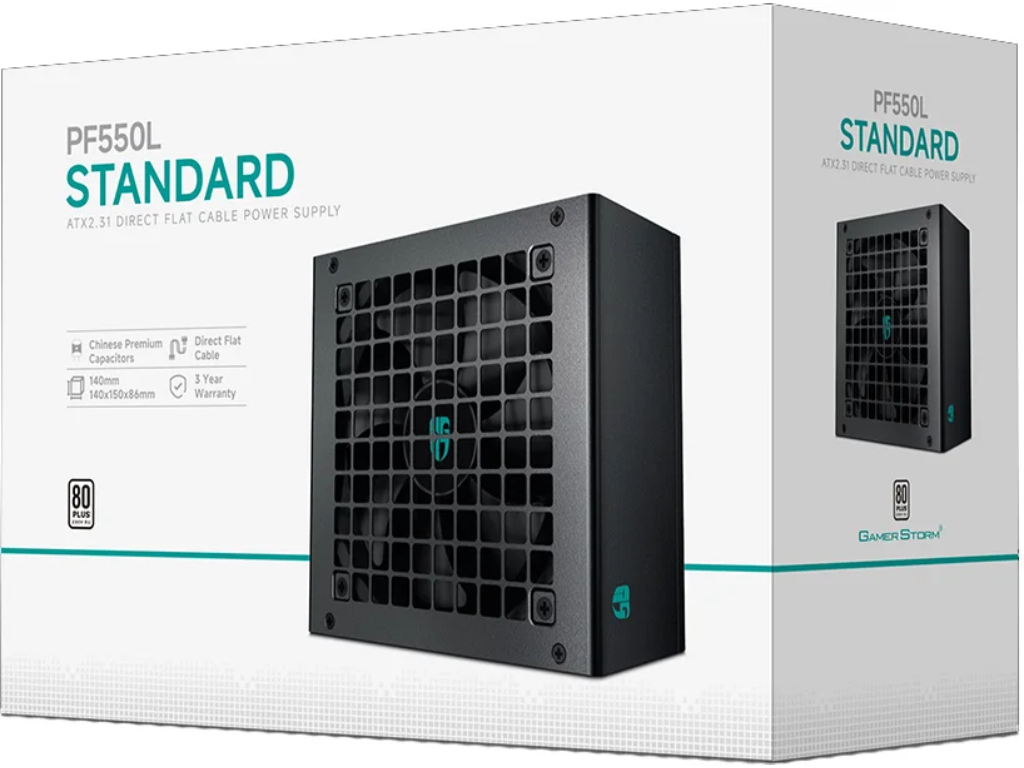 Power Supply ATX 550W Deepcool GamerStorm PF550L, 80+, 120mm, Active PFC+Double tube forward, Flat cable design - миниатюра 8