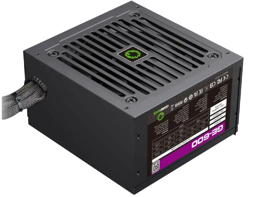 Power Supply ATX 600W GAMEMAX GE-600, 12cm Fan, 80PLUS, Active PFC, Retail - миниатюра 5