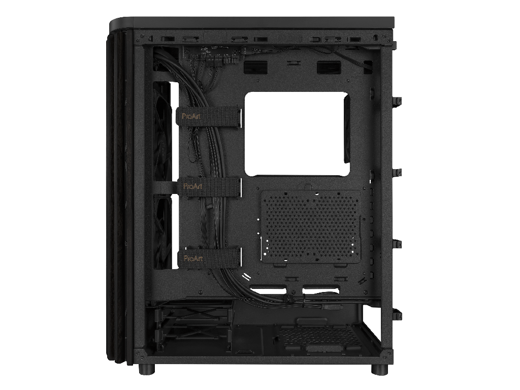 Case ATX ASUS ProArt PA401 Wood Edition - Tempered Glas Glass Panel Black No Psu Tempered Glass Side 2X160 Mm Fans Front 1X120 Mm Fan Rear 2XUSB 32 GEN1 USB 32 GEN2 Type C Audioout Mic Carcasako - миниатюра 8