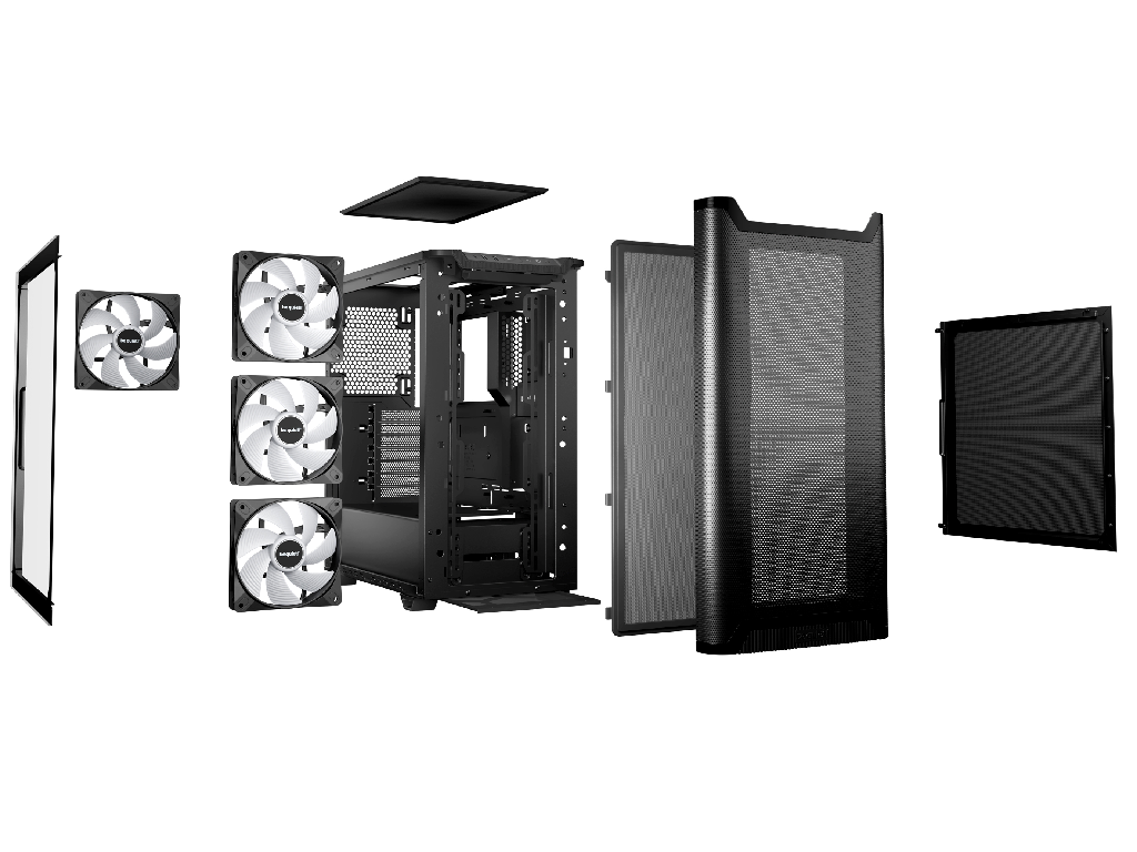 Case ATX be quiet! Pure Base 501 LX, w/o PSU, 3x120mm 1x140mm ARGB, Front Top Mesh, TG, Dust filters, 2xUSB 3.2, 1xUSB-C, 2x3.5", 5x2.5", Black - миниатюра 4