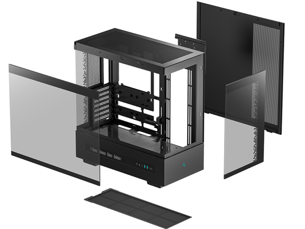 DEEPCOOL ”CH690 DIGITAL” ATX Case, with Tempered Semi-Glass Panels Rear Connector, without PSU, Digital display, Integrated Light Srip slot, 420mm radiator support, 36.5mm Cable management, 2x2.5” Bays / 1x3.5” Bays, 1xType-C, 2xUSB3.0, 1x Audio, 9.8kg, Black - миниатюра 10