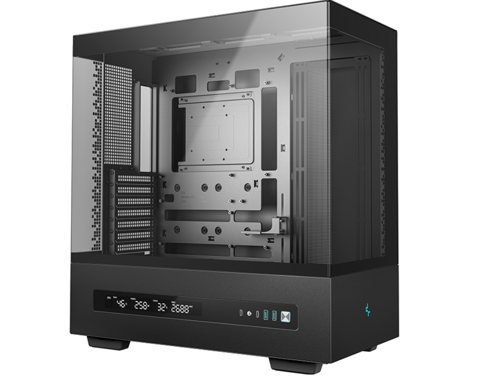 DEEPCOOL ”CH690 DIGITAL” ATX Case, with Tempered Semi-Glass Panels Rear Connector, without PSU, Digital display, Integrated Light Srip slot, 420mm radiator support, 36.5mm Cable management, 2x2.5” Bays / 1x3.5” Bays, 1xType-C, 2xUSB3.0, 1x Audio, 9.8kg, Black - миниатюра 2