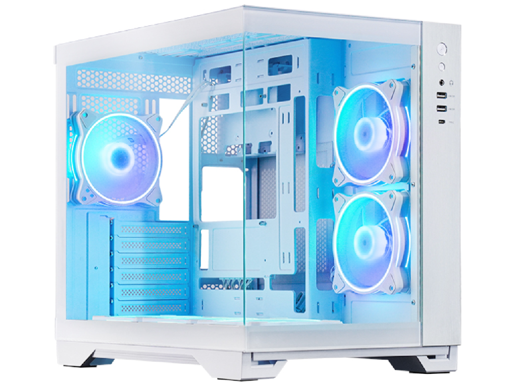 Case ATX Miditower Chieftec Gaming VISIO GM-30W-TG-OP White no PSU, 1xUSB 3.2 Gen2 Type C, 2xUSB 3.0, Audio-out Mic In, 6x120mm A-RGB fans pre-installed, A-RGB Control HUB, Front Side panel tempered glass