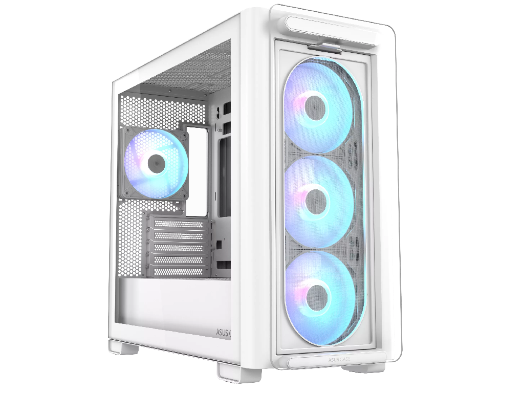 Case mATX Asus A23 PLUS TG ARGB WHITE, 4x120mm ARGB, Front Mesh, Tempered Glass, Headset hook, 2xUSBx3.2, 1xUSB 3.2, 1xTypeC, 1x2.5", 3x3.5", White Factor de forma a placii de baza Mini-ITX, Micro-ATX Tip Carcasa PC Mini-Tower Canal pentru cablaj 33mm Material carcasa Otel, plastic ABS, Sticla calita USB 3.x Type-A 2x USB 3.2 USB Type-C 1x USB 3.2 Gen 2