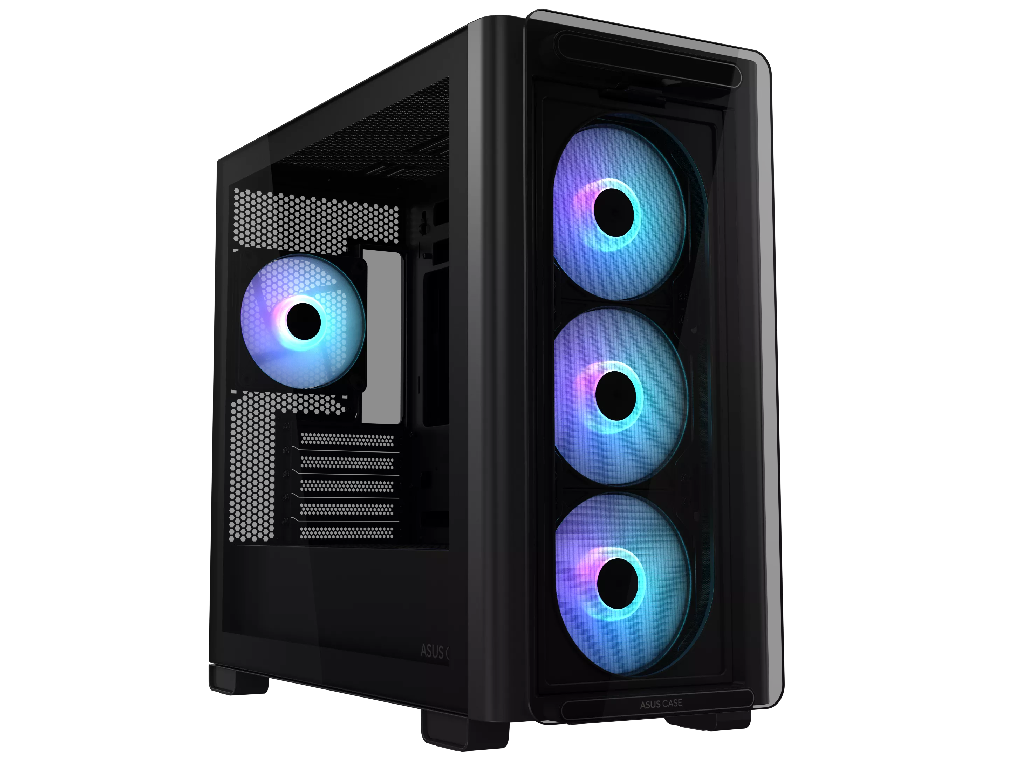 Case mATX Asus A23 PLUS TG ARGB BLACK, 4x120mm ARGB, Front Mesh, Tempered Glass, Headset hook, 2xUSBx3.2, 1xUSB 3.2, 1xTypeC, 1x2.5", 3x3.5", Black Factor de forma a placii de baza Mini-ITX, Micro-ATX Tip Carcasa PC Mini-Tower Material carcasa Otel, plastic ABS, Sticla calita USB 3.x Type-A 2x USB 3.2 USB Type-C 1x USB 3.2 Gen 2