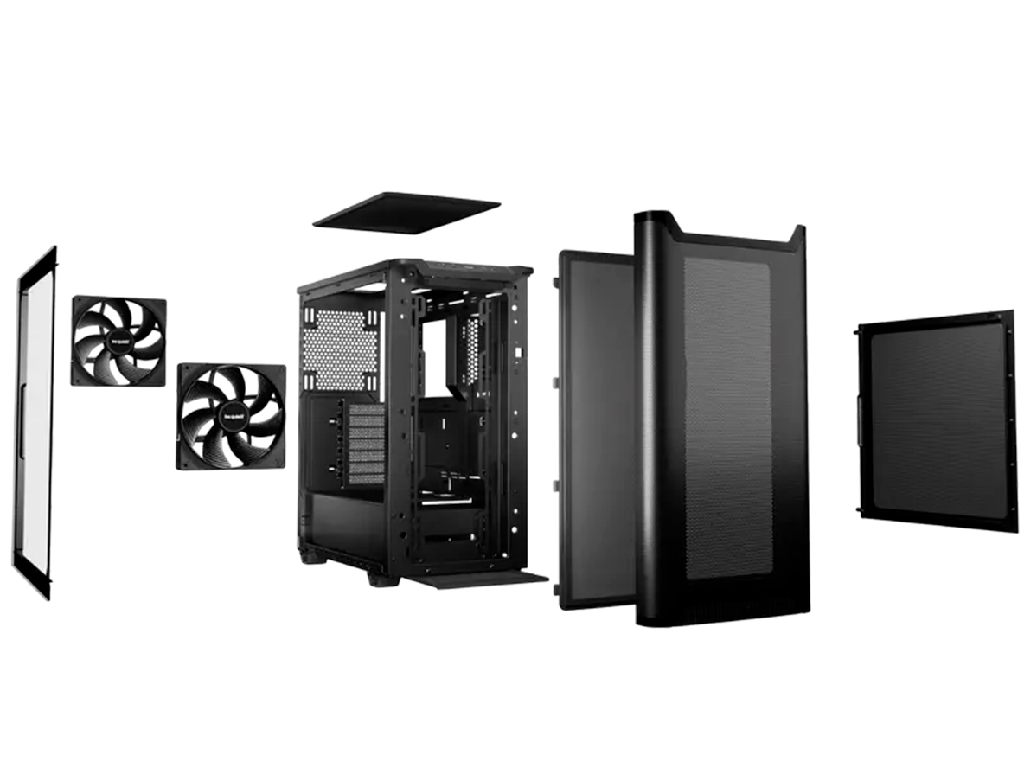 Case ATX be quiet! Pure Base 501 Airflow, w/o PSU, 2x140mm, Front Top Airflow, Tempered Glass, PSU shroud, 1xUSB-C, 2xUSB 3.2, 2x3.5", 5x2.5", Black . PN BGW74 - миниатюра 4