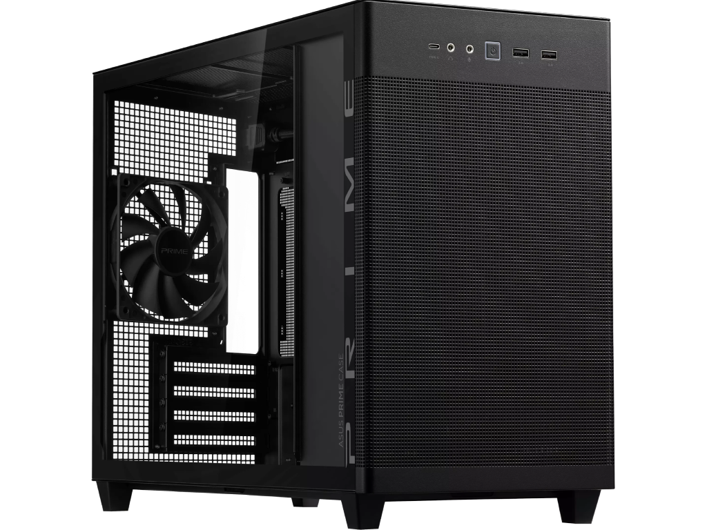 Case mATX Asus AP201 ASUS PRIME CASE TG, 1x120mm, Front Mesh, Tempered Glass, Headset hook, 2xUSBx3.2, 1xUSB 3.2, 1xTypeC, 3x2.5", 1x3.5", Black Tempered Glass Edition - миниатюра 5