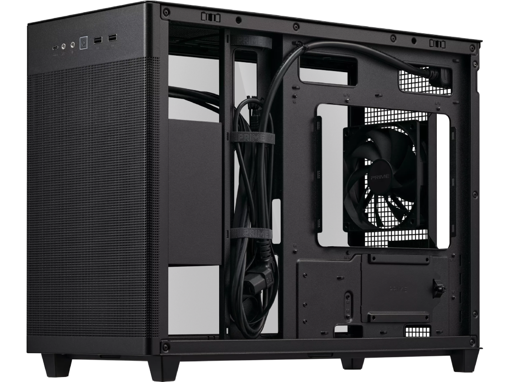 Case mATX Asus AP201 ASUS PRIME CASE TG, 1x120mm, Front Mesh, Tempered Glass, Headset hook, 2xUSBx3.2, 1xUSB 3.2, 1xTypeC, 3x2.5", 1x3.5", Black Tempered Glass Edition - миниатюра 7