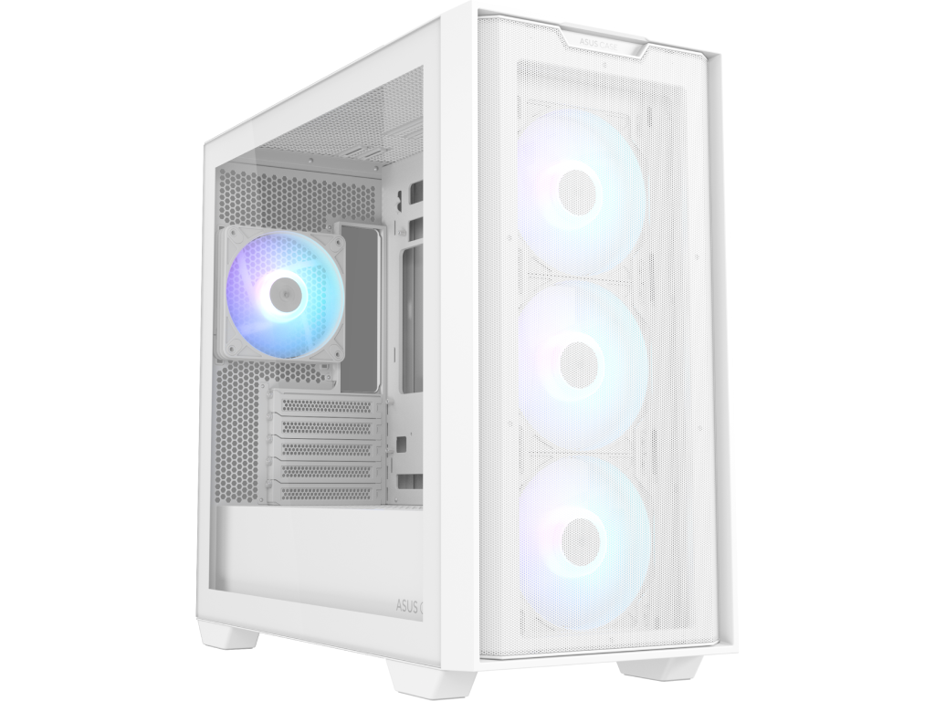 Case Micro ATX ASUS A21 PLUS TG ARGB White no PSU, Temp Tempered Glass Side 4 X Argb Fans 120MM 2 X USB 32 GEN1 Audioout Mic Btf Motherboard Compatible Carcasakorpus