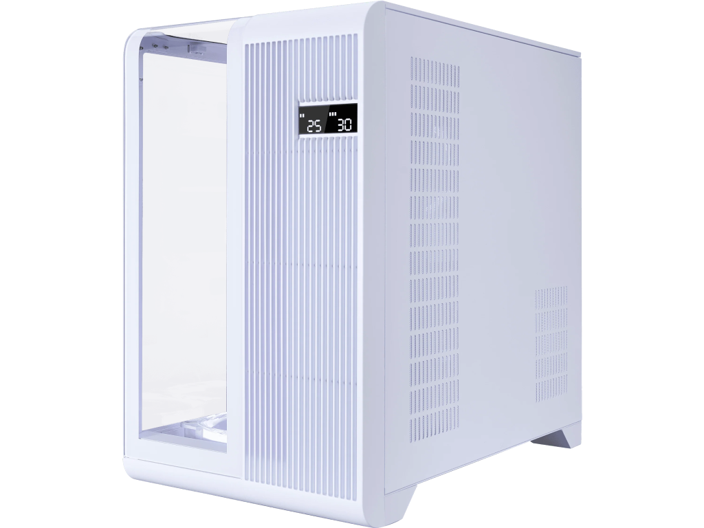 Case 1STPLAYER RT7 WHITE, ATX w/o PSU, Tempered glass on three sides, LED display monitors CPU/RAM/Temp, FC7R-W ARGB fan (3xBottom), FC7-W(1xRear), MB Synchro, 2.5” SSD*3 / 3.5” HDD*2, 1xType-C, 1xUSB3.0, HD AUDIO, Support 360mm Front, SPCC 0.6mm, White - миниатюра 4