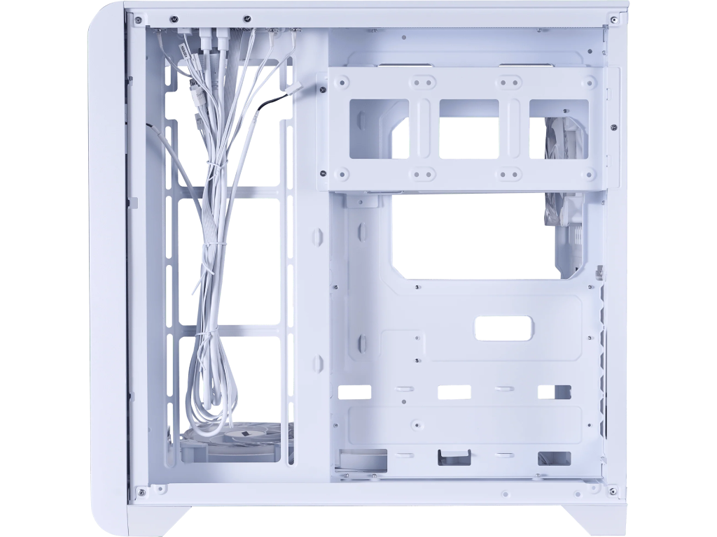 Case 1STPLAYER RT7 WHITE, ATX w/o PSU, Tempered glass on three sides, LED display monitors CPU/RAM/Temp, FC7R-W ARGB fan (3xBottom), FC7-W(1xRear), MB Synchro, 2.5” SSD*3 / 3.5” HDD*2, 1xType-C, 1xUSB3.0, HD AUDIO, Support 360mm Front, SPCC 0.6mm, White - миниатюра 5