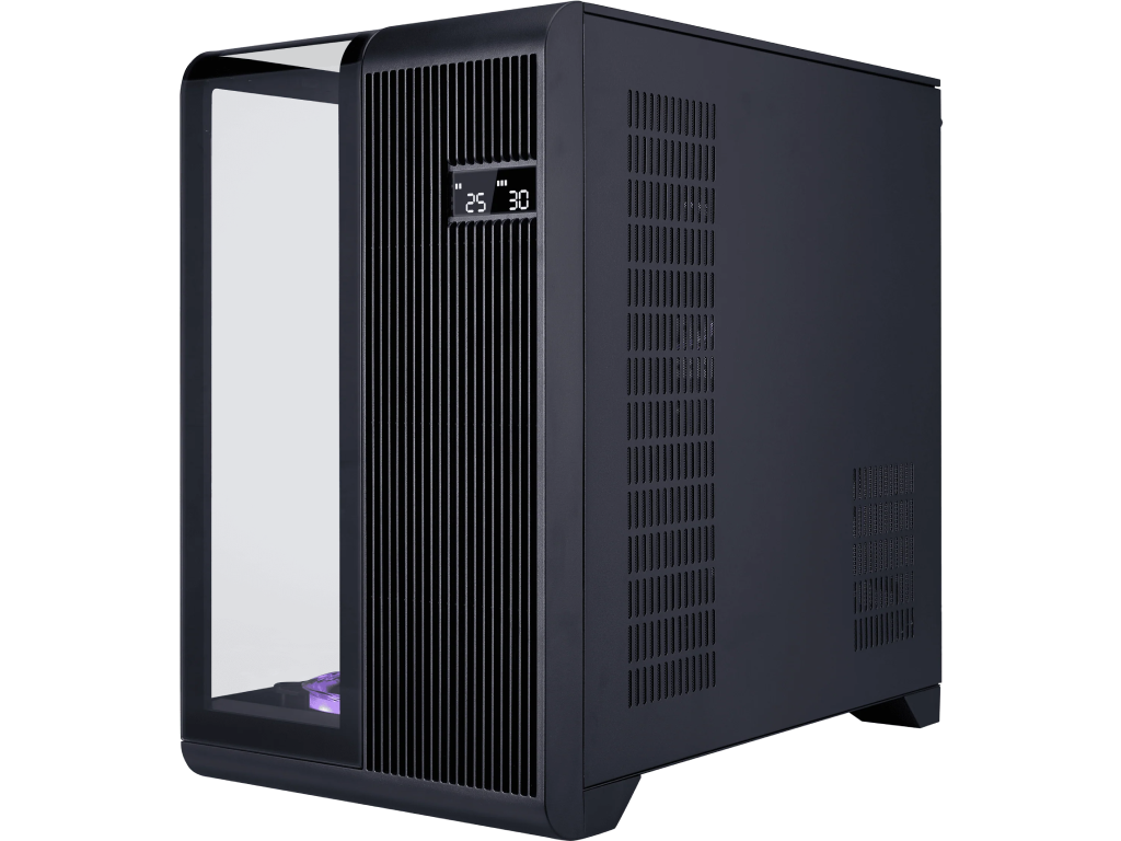 Case 1STPLAYER RT7 BLACK, ATX w/o PSU, Tempered glass on three sides, LED display monitors CPU/RAM/Temp, FC7R ARGB fan (3xBottom), FC7(1xRear), MB Synchro, 2.5” SSD*3 / 3.5” HDD*2, 1xType-C, 1xUSB3.0, HD AUDIO, Support 360mm Front, SPCC 0.6mm, Black - миниатюра 9