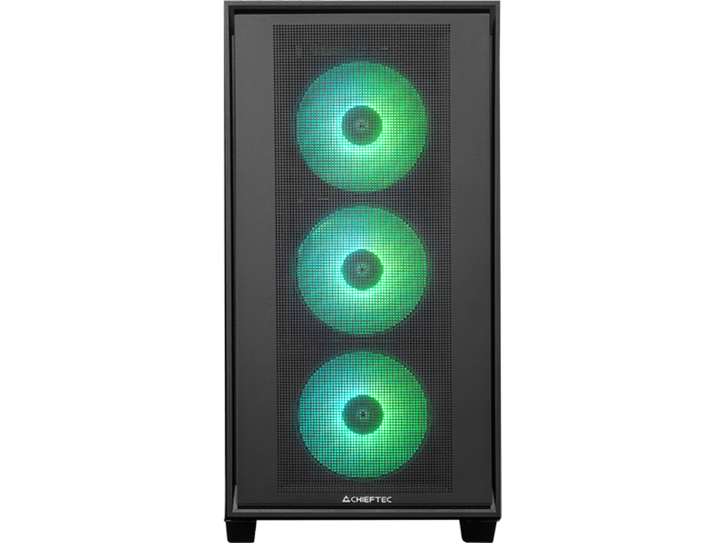 Case ATX Chieftec HUNTER 3, w/o PSU, 0.7mm, 4x120mm ARGB fans, ARGB Hub, Front Mesh, Tempered Glass, 2xUSB3.0, 1xUSB-C, 2x2.5", 2x3.5", Black - миниатюра 2