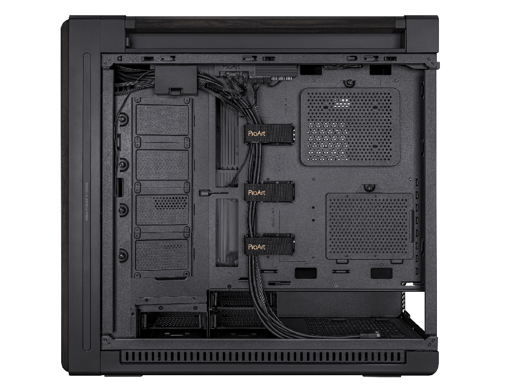 Case E-ATX Asus ProArt PA602, Wood Edition, 2x200mm 1x140mm,PWM Hub,Tempered Glass,Dust Filter,2xUSBx2.0,2xUSB 3.2,1xUSB-C,4x3.5"/2.5",4x2.5",Black Factor de form%3F a pl%3Fcii de baza E-ATX, ATX, Micro-ATX, Mini-ITX, DTX, Mini-DTX Tip Carcasa PC Midi-Tower Canal pentru cablaj 30mm Material carcas%3F Metal USB 3.x Type-A 2x USB 2.0 Type-A 2x USB Type-C 1x USB 3.2 Gen 2x2 - миниатюра 7