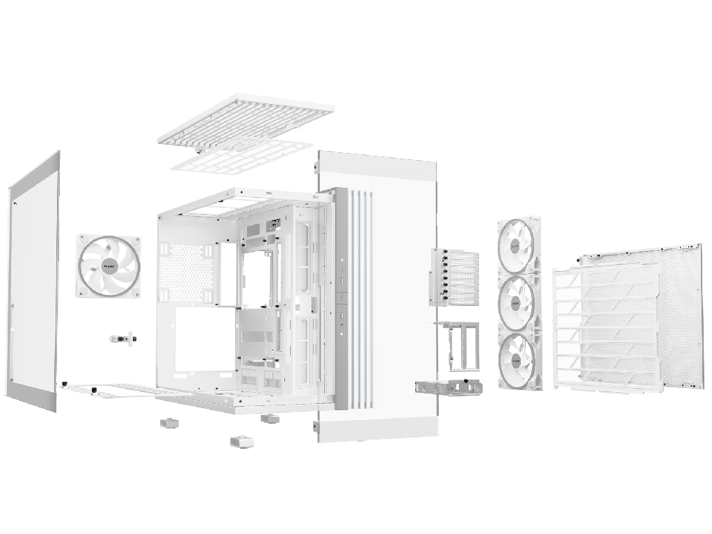 Case EATX be quiet! Ligh Base 900 FX, w/o PSU, 4x140mm ARGB fans, ARGB strips, Front Side TG, DF, VGA holder, USB-C, 2xUSB3.2, 1x3.5", 4x2.5", White - миниатюра 2