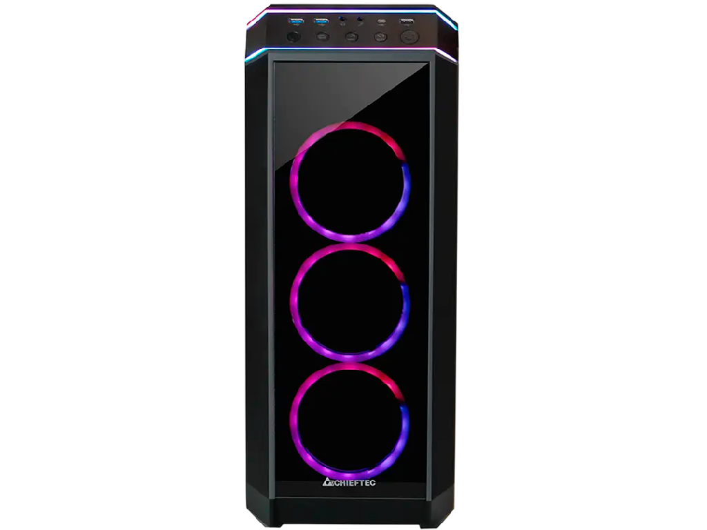 Case ATX Chieftec STALLION II, w/o PSU, 0.6mm, 4x120mm ARGB, Front Side Tempered Glass, ARGB Hub, 1xUSB-C, 2xUSB3.2, 1xUSB2.0, 4x2.5", 2x3.5", Black . PN GP-02B-UC-OP - миниатюра 3