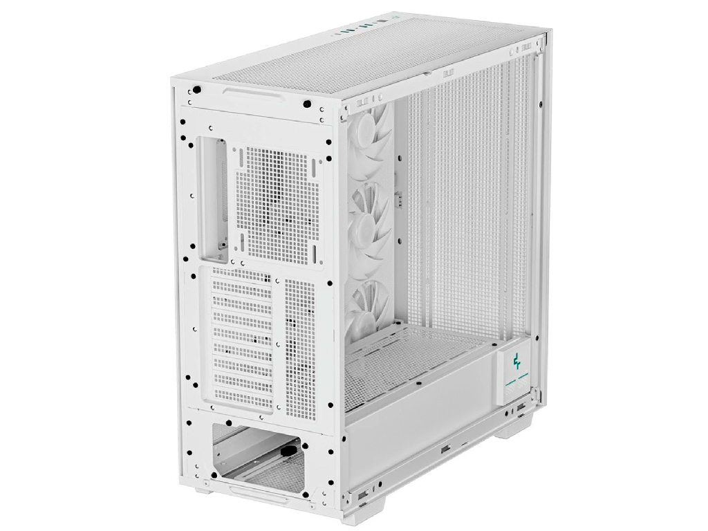 DEEPCOOL "MORPHEUS WHITE" ATX Case, Reconfigurable Chasis, Modular Single/Dual Chamber with Side-Window, Tempered Glass Side Front Mesh panel, without PSU, Pre-installed 420mm unit (3x140mm PWM ARGB fans), Vertical GPU mount, Dual Real-Time Digital Display, 1XType-C, 4xUSB3.0, Audio, LED, White - миниатюра 3